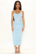women midi dress in light blue size 2 small 