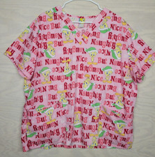 Warner Bros Women's SZ XL Tweety Bird Christmas Scrub Top Looney Tunes Pockets
