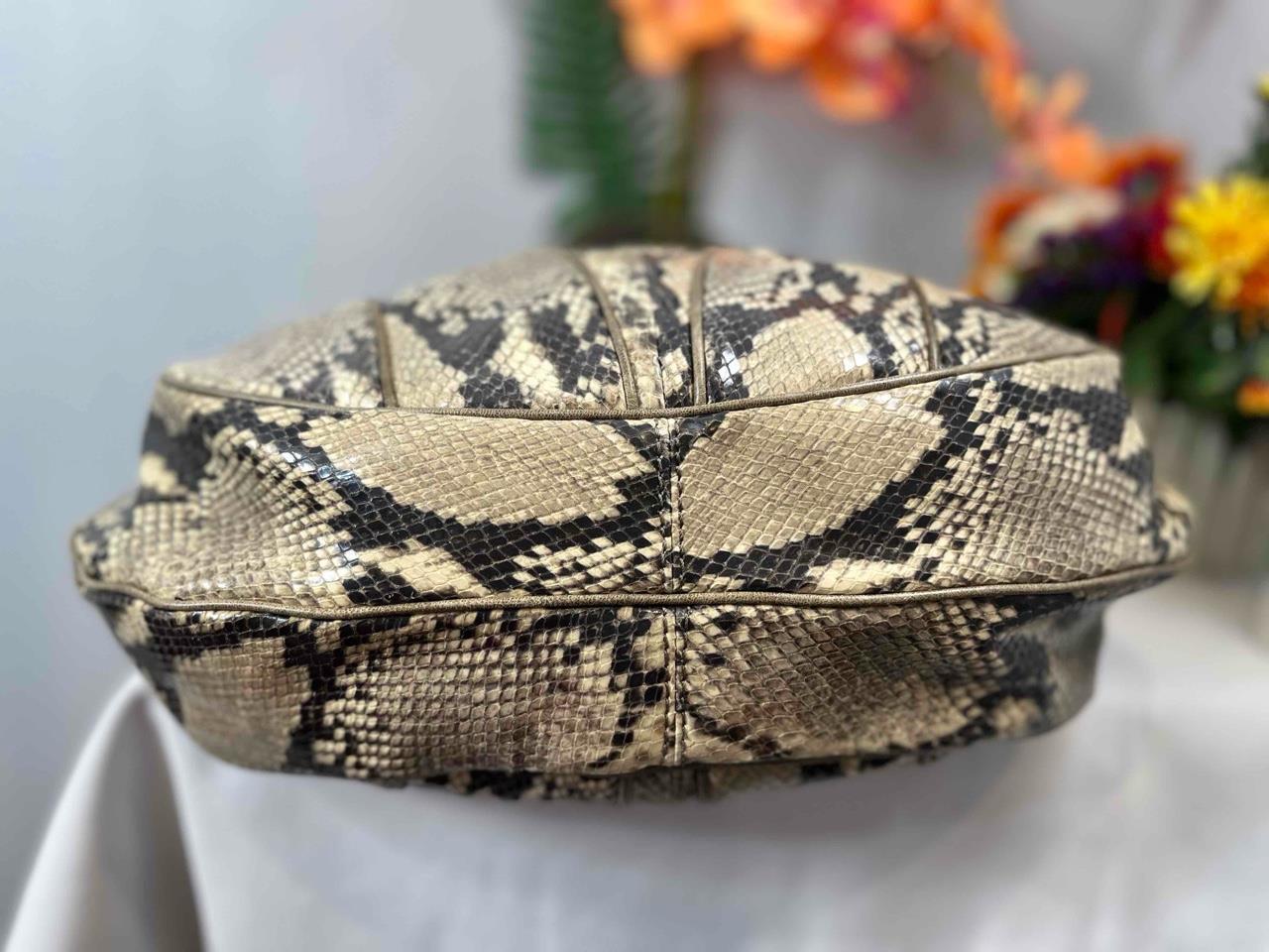 KOOBA Python Snakeskin Prints Leather Top Double … - image 5