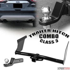 Class 3 Round Trailer Hitch Tube+2" Ball Tow Mount For 13-19 Escape Se/Titanium