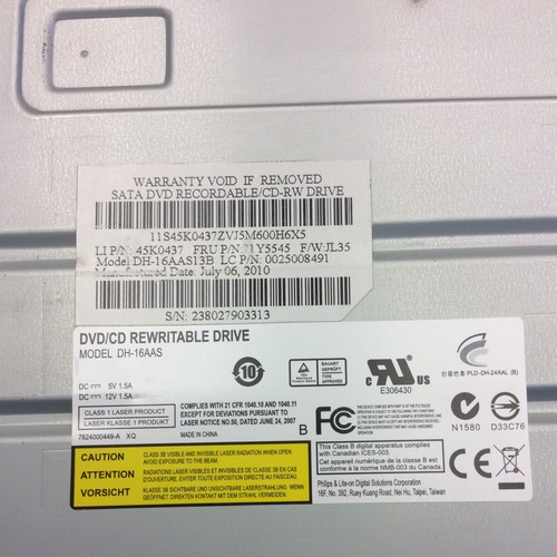 Unidad de disco óptico DH-16AAS 45K0437 71Y5545 DH-16AAS13B - Imagen 5 de 5