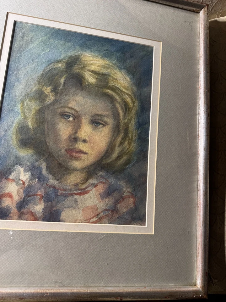 Pintura Acuarela "Infancia" Cyril Gardner (1907 - 2003) - Firmada y Enmarcada Foto 4 de 4