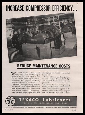 1946 Texaco Lubricants For Air Compressors Alcaid Algol Uria Oil Print Ad