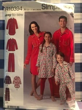 Simplicity Pattern R10394 Kids Teens Adult Night Shirt PJ's Pajama Bottoms