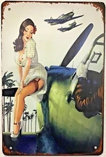 TIN SIGN 8x12 Airplane sexy girl pilot war fighter veteran Air Force plane A38