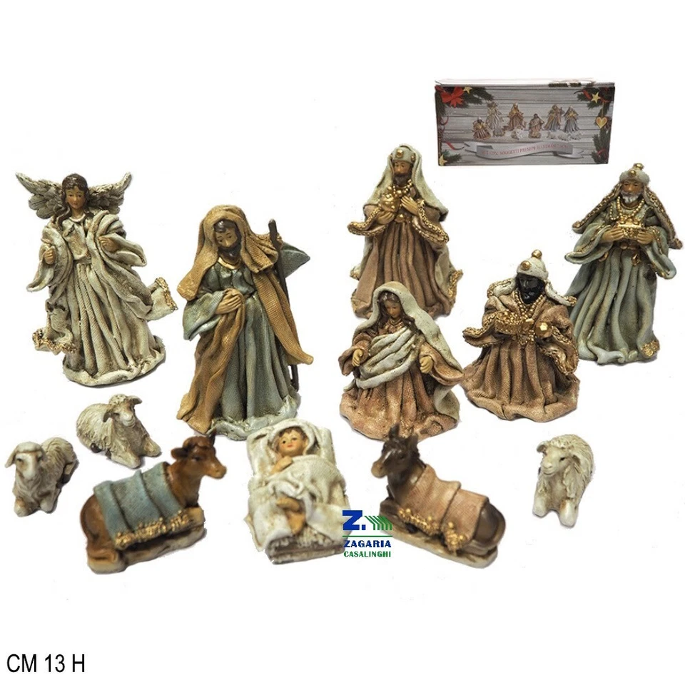 CREARE ITALIA SRL PRESEPE STATUE SET NATIVITA' 12 PZ CM 13 H PERSONAGGI CON VESTIARIO IN TESSUTO