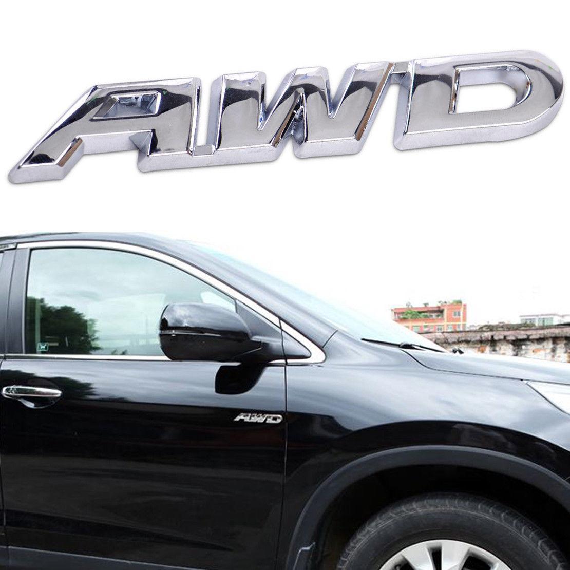 Silver Car SUV AWD Metal Emblem Sticker Badge Decal for 4 Wheel Drive Tailgate