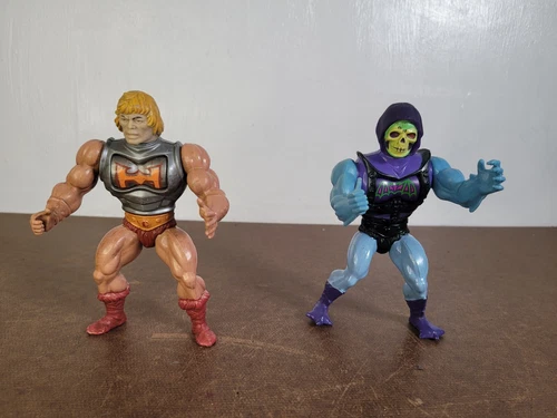 MOTU He-Man Skeletor  Battle Amor Figures  1981-1983 Soft Head  Vintage