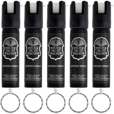 5 PACK Police Magnum pepper spray 3/4oz Keyring GID Safety Security Protection