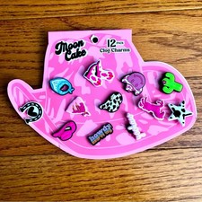 Moon Cake Clog Western Cowboy Charms Pink Black White Bundle NWT
