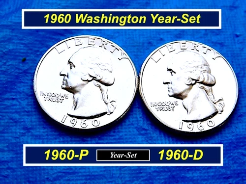 1960 YEAR-SET ➳  "1960-P & D" Silver Quarters ➳ 2 Coins ➳ Bright "BU" ➳ 260ysc