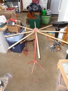 Antique Freestanding Collapsible Wood Clothes Laundry Drying Rack, 36" Diameter