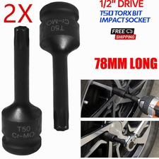 2x Torx Star Bit Socket T50 1/2dr 78mm FITS BMW Ford Transit Wheel Bearing Bolts