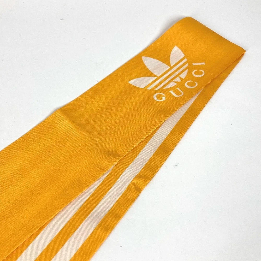 Gucci 703568 Adidas Collaboration Col Noeud Écharpe Jaune Femme 3 Lignes