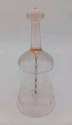 Krosno Poland Pink Crystal Tulip Floral Etched & Clear Crystal Balls Dinner Bell