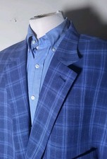 NEW 5XL 62R 64R Oak Hill Blue Check 4-SEASON Sport Coat Blazer Jacket