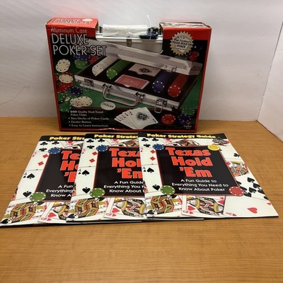 Cardinal Deluxe 200pc Poker Set   Aluminum Carrying Case & Texas Hold  Em Guide