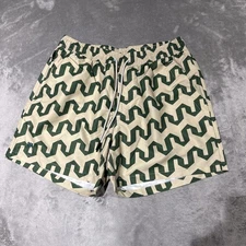 OAS Swim Trunks Men’s Size Large Green Beige Print Drawstring Pocket Lined