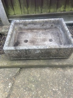 Rectangular Grey Stone Garden Trough Planter