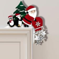 Christmas Door Topper Snowman Santa Holiday Decor