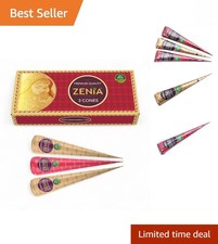 Ready-to-Use Henna Hair Dye in 3 Cones - 100 Natural Reddish-Brown Richness