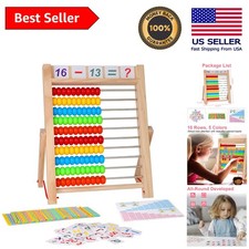 10-Row Wooden Abacus with Multi-Color Beads - Engaging Learning Toy for Toddlers