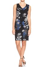 Banana Republic Women's Black V-Neck Floral Pencil Dress Size 12