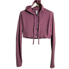Medium Alo Yoga Cropped Zip Up Hoodie Sweatshirt Rose Pink