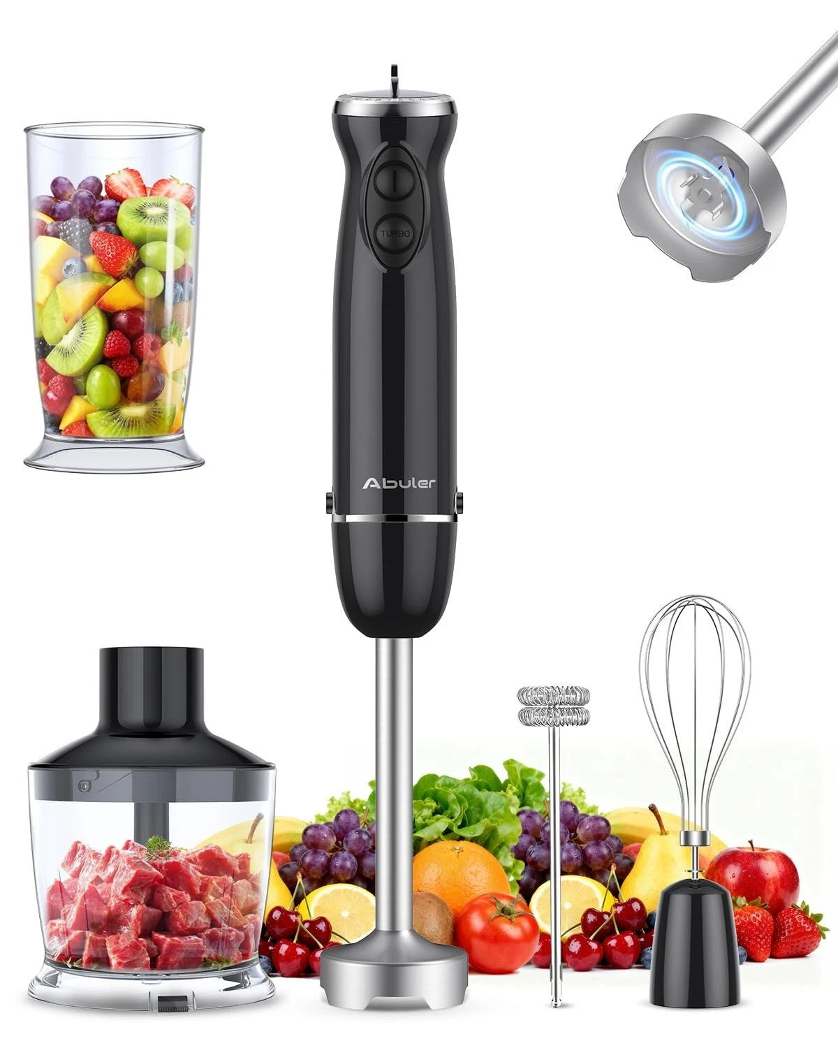 Immersion Blender Handheld Hand Blender, 1000W 5 in 1 Hand Mixer Stick, BPA-F...