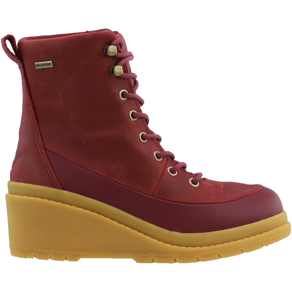 Muck Boot Liberty Waterproof Wedge Lace Up Round Toe  Womens Red Casual Boots LW