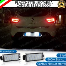 COPPIA PLACCHETTE LUCI TARGA LED RENAULT CLIO 4 IV CANBUS 6000K BIANCO GHIACCIO
