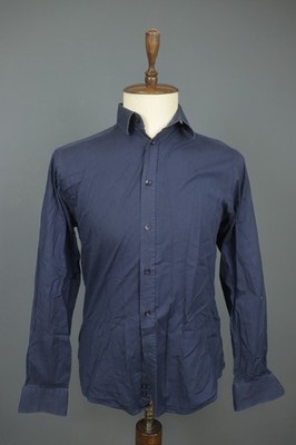 Versace Collection Trend Navy Long Sleeve Collared Button-Up Dress Shirt Size 40