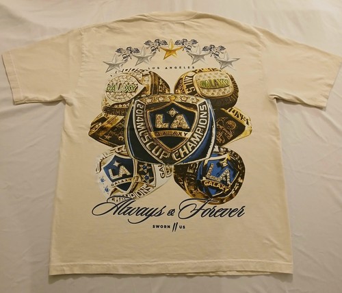 Sworn To Us x LA Galaxy Shirt Large Herren Beige Rundhals Fußball Champions Sport