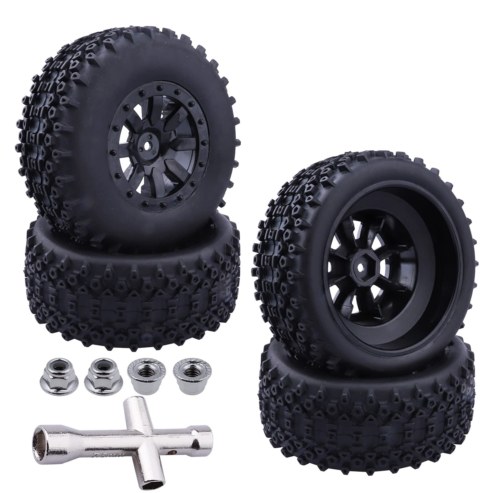 Pre-Glued RC Tires and Wheels 12mm Hex for 1/10 Scale RC Short Course Truck Trax