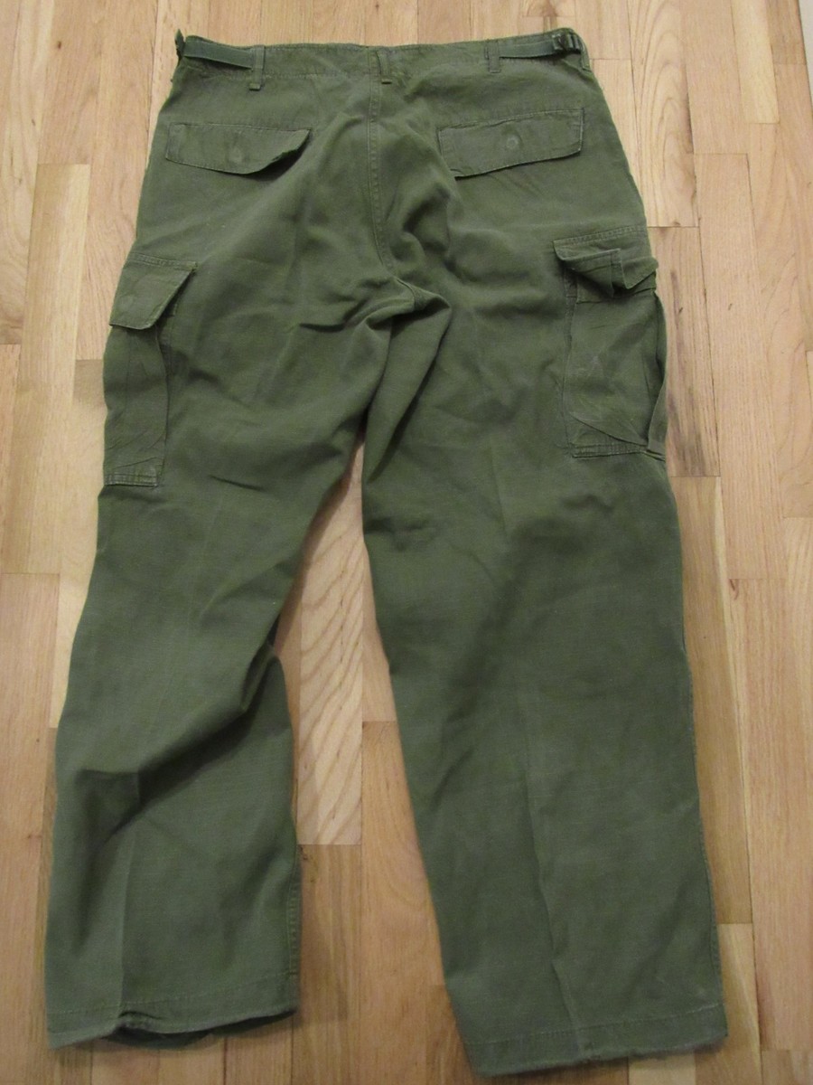 1960s Jungle Fatigue Pants OG 107 Ripstop Vietnam 60s Medium