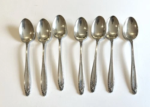 Seven International Sterling Silver "Prelude" Teaspoons No Mono 196 Grams 6.9 Oz