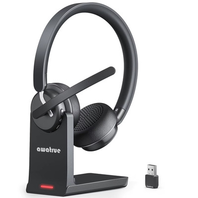 AWATRUE EH11 Wireless Bluetooth Headset with AI Noise Cancelling Mic & Charging 