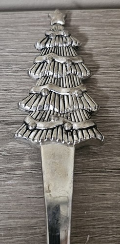 Wallace Silverplate Serveware Salad Set Holiday Christmas Tree & Santa 11"  - Foto 3 di 8