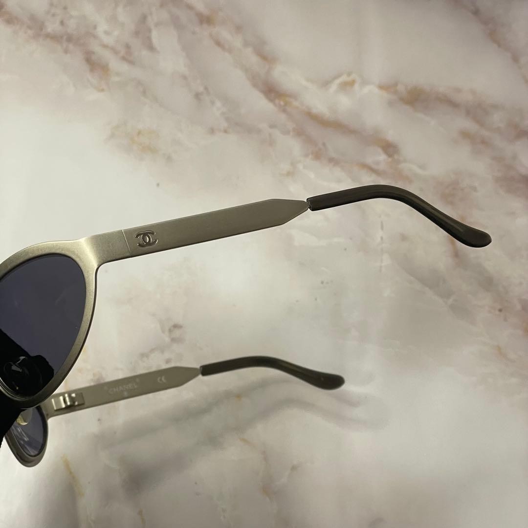 Rare VINTAGE CHANEL Sport Oval Sunglasses Silver 07803 Y2K Archive