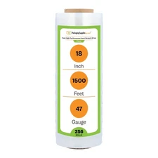 256 Rolls Hand Stretch Wrap Film Banding 18" x 1500 Ft Self Cling Roll Usa Made
