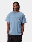 Mens Ex Carhartt Short Sleeve Ingo Garment Dyed Heart Pocket T-Shirt Light Blue
