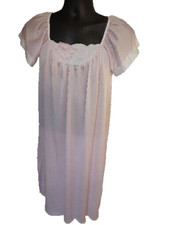 Vintage Glencraft Nightgown Size S Lingerie Pink Gown W/Embroidered Trim