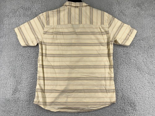 Reef Shirt Mens Large Yellow Gray Striped Button Up 100% Cotton Beach Surf - Picture 2 of 15