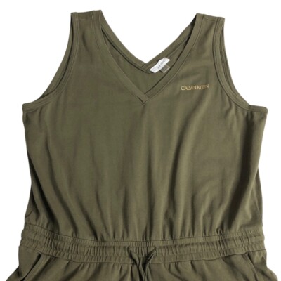 Calvin Klein Jumpsuit Women XL Green Sleeveless Drawstring