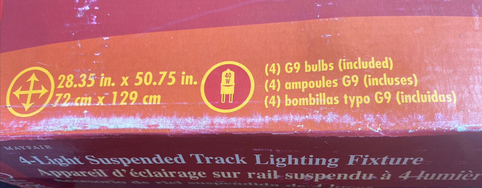 4 Light Halogen Ceiling Suspended Track Light Kit Bar Antique Brass