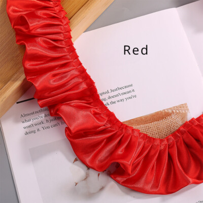 2 Meters Pleated Ruffle Frill Satin Trim Double Layered Ribbon