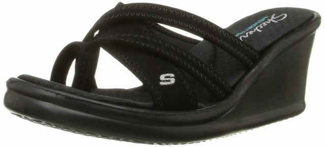 skechers womens sandals black