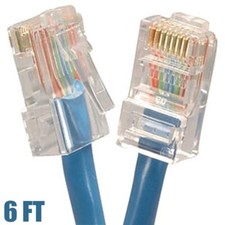 6FT Cat6 RJ45 Ethernet LAN Network UTP Non-Boot Patch Cable Copper 24AWG Blue