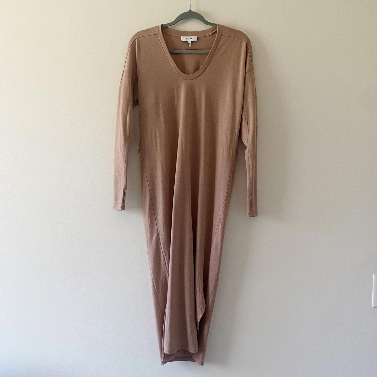 REISS beige Cleo midi long sleeve dress | eBay