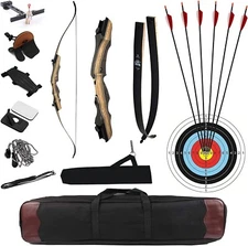 Takedown Recurve Bow Arrow Set 62" Traditional Wooden Bow Archery Hunting Limbs
